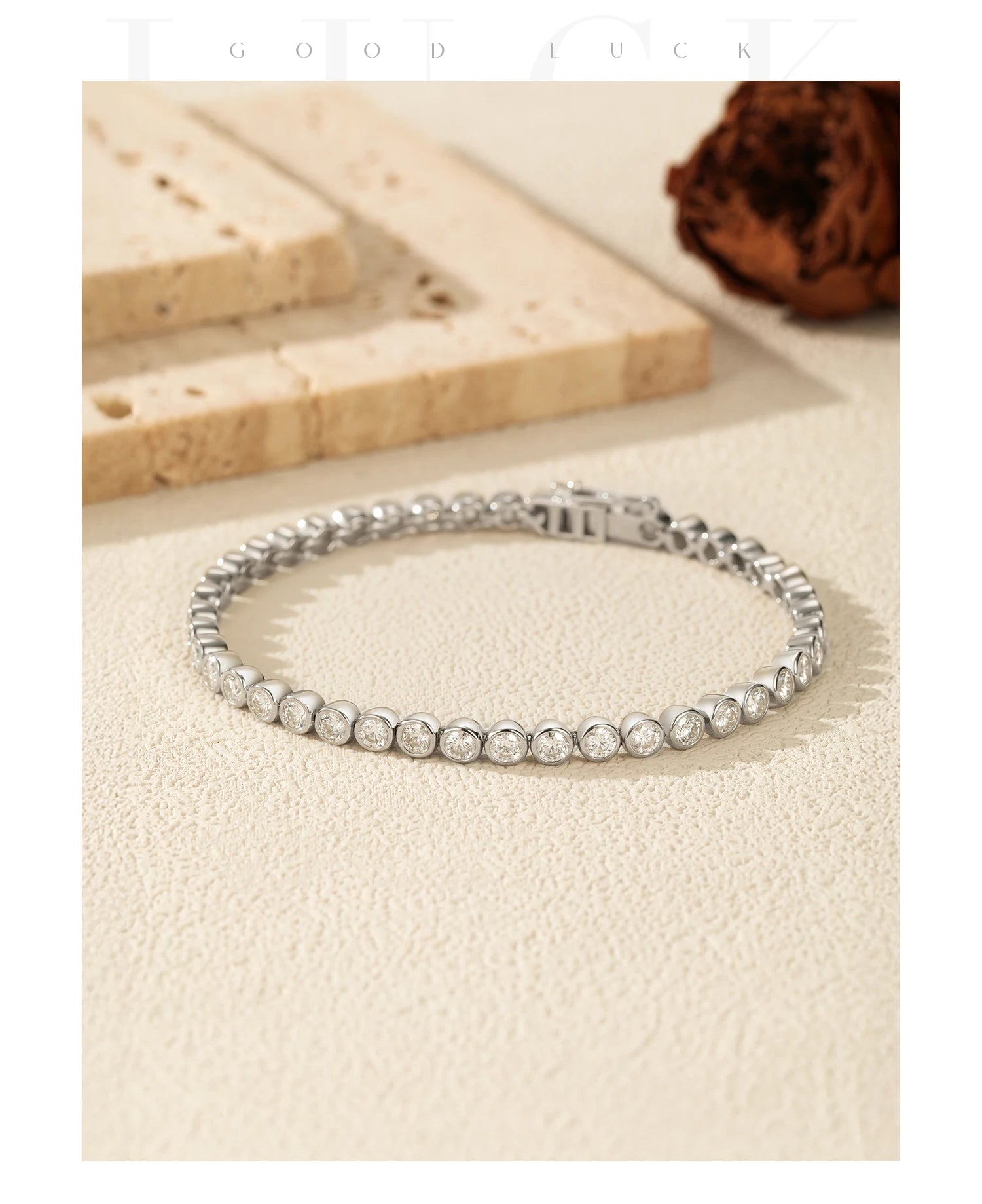 MODIAN D VVS1 Round Moissanite Tennis Bracelet 3mm/4mm/5mm 925 Sterling Silver Tennis Stackable Bracelets for Women Men Jewelry