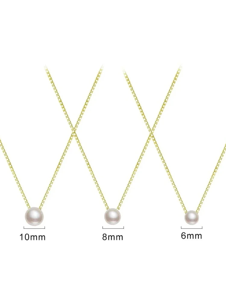 925 Sterling Silver Fashion Luxury White 6MM 8MM 10MM Mother of Pearl Pendant Necklace for Women Wedding Jewelry Accessories