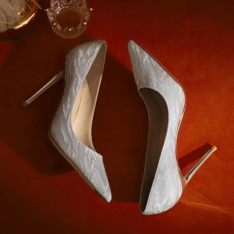 Luxury Gold Silver Women Pumps Shoes Spring Pointed Toe High Heels Party Wedding Shoes Woman Stiletto Heels Designer Shoes