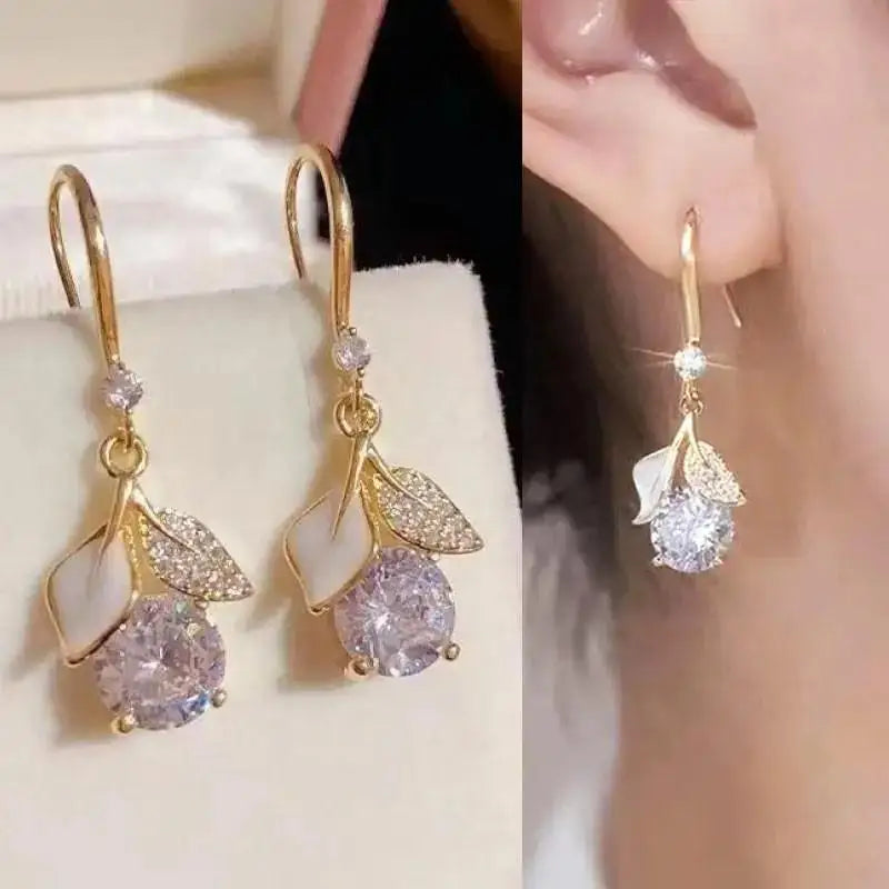 925 Silver Needle Korean Fashion Crystal Pearl Drop Earrings For Women Jewelry 2026 Trending New Luxury Zircon Women's Earrings