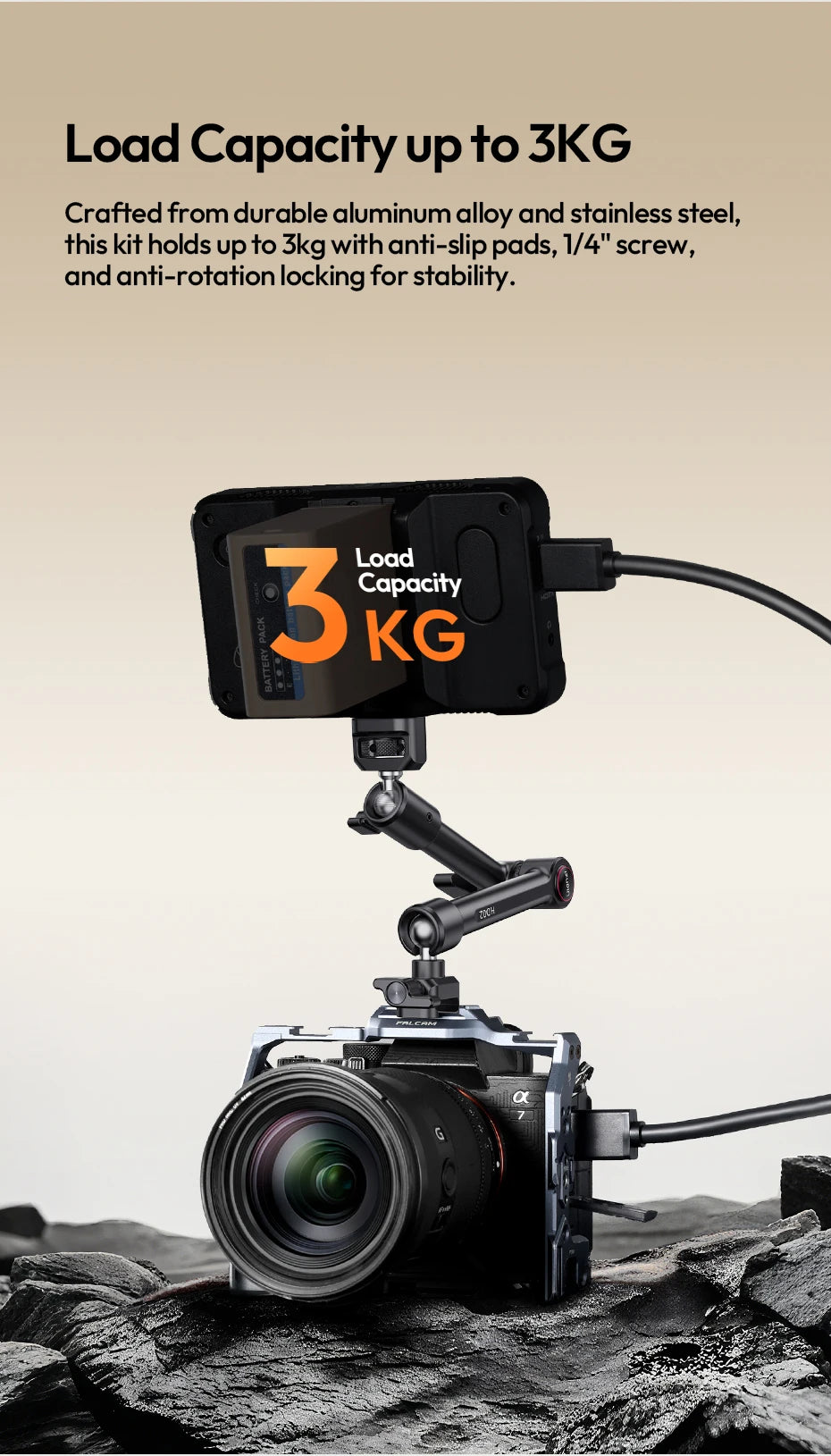 Ulanzi HD02 10-inch Magic Arm Kit for Outdoor Camera Photography Livestreaming Vlog with All-Direction Ball Head Adaptable Clamp