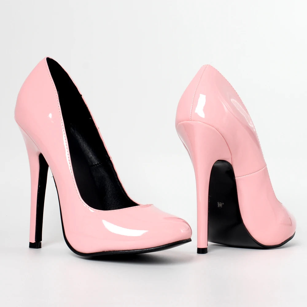 5.5 Inch Stiletto High Heel Unisex Sleek Night Club Round Toe Pump Plus Size Shoes Party Shoes Size36-46