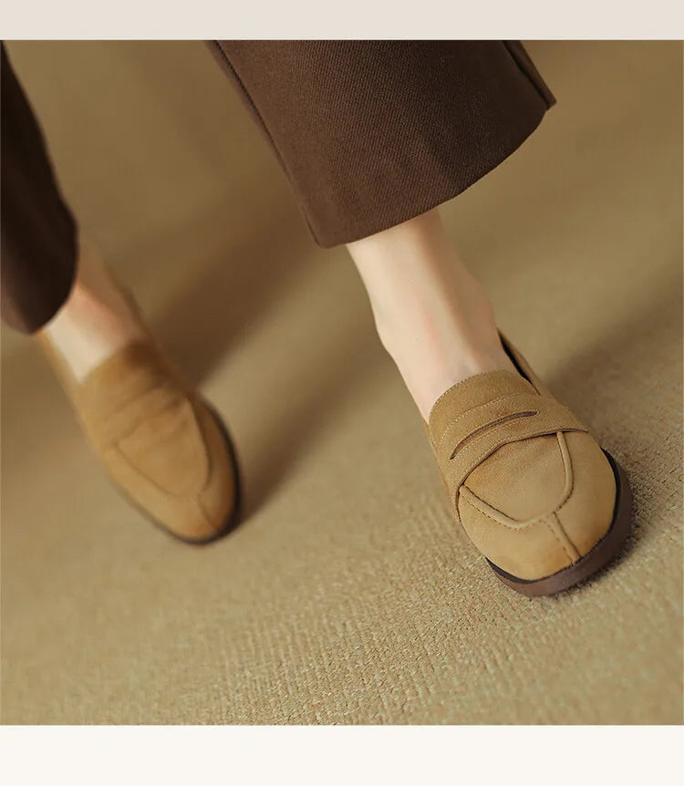 Shoes for Women 2026 Summer Brown Casual Flats Ladies Shoe Fashion Suede Loafers Soft Sole Non-Slip Feminino Zapatos Mujer