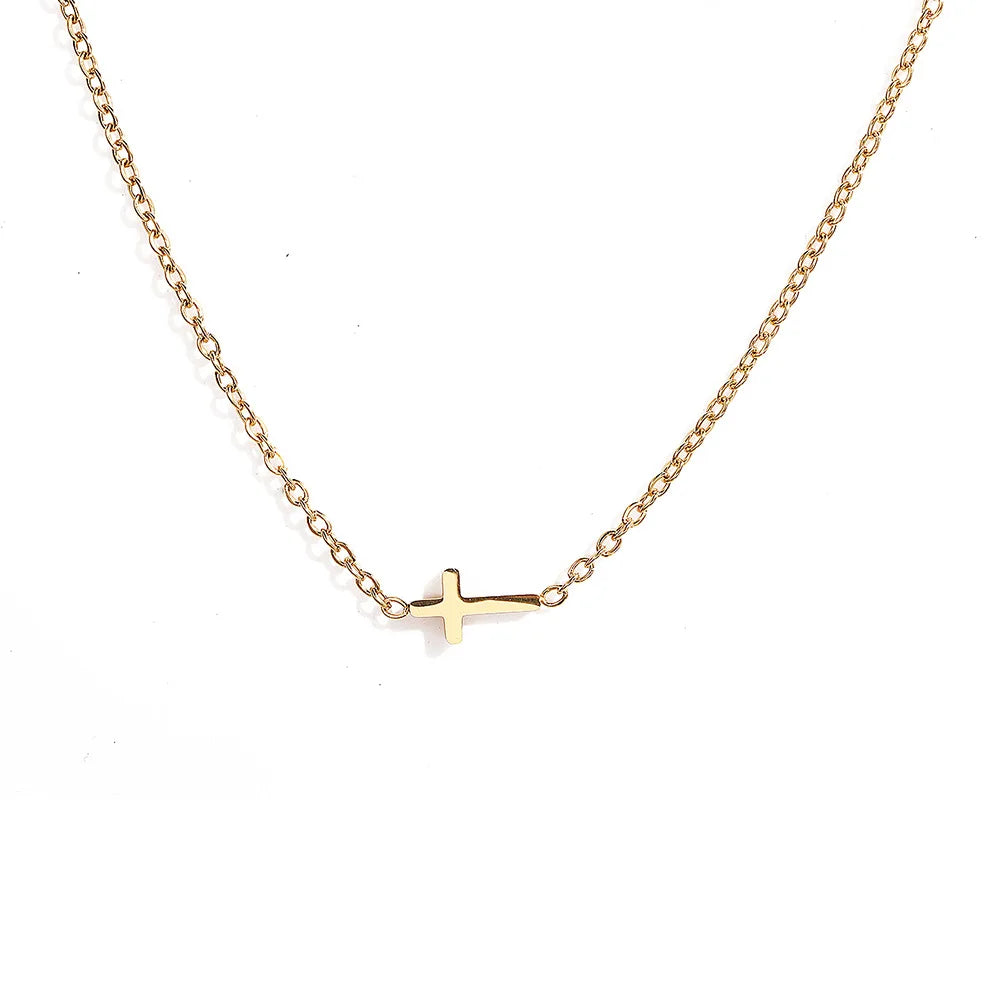 Stainless Steel Delicate Vintage Cross Pendant Necklace Simple Fashion Faith For Women Jewelry Daily Commuter With