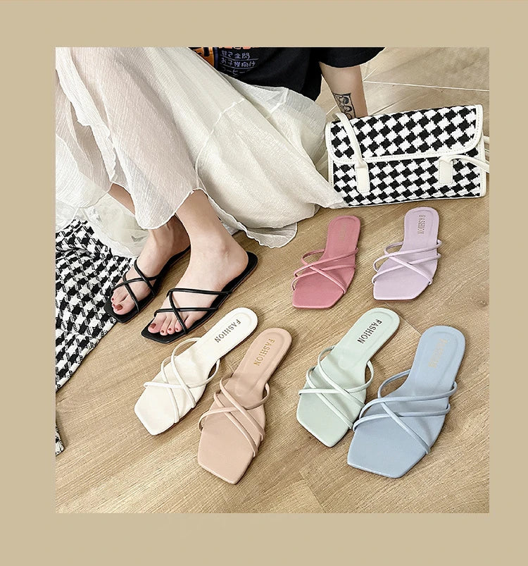 Double Toe Flip-flops Women 2026 Summer New Designer Slipper Shoes Female Casual Flat Fashion Causal Big Size Slippers Ladies