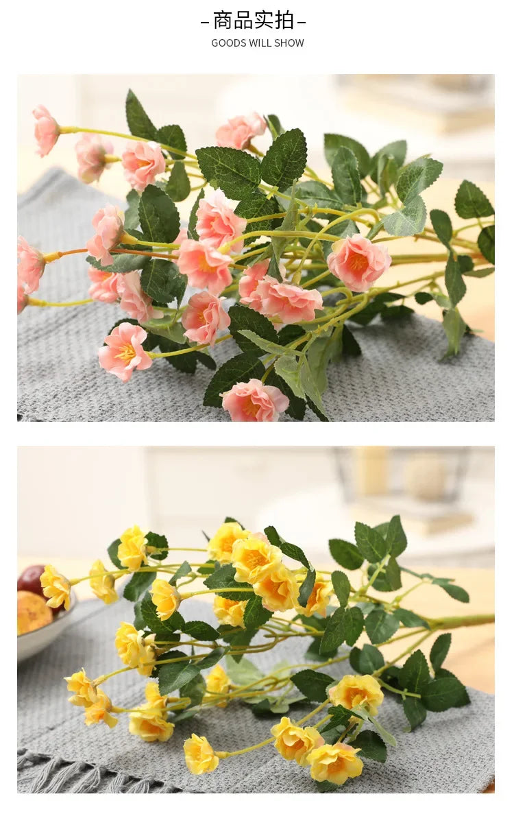 Artificial Silk Rose for Garden Decoration, Fake Bouquet, 15 Heads, Artificial Flowers, Christmas, Wedding, Home, Outdoor, 3Pcs