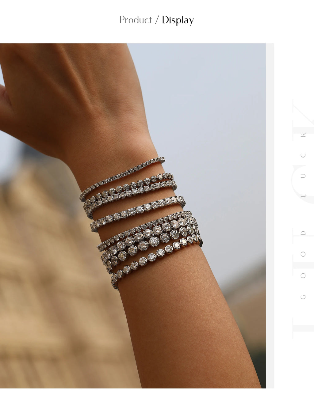 MODIAN D VVS1 Round Moissanite Tennis Bracelet 3mm/4mm/5mm 925 Sterling Silver Tennis Stackable Bracelets for Women Men Jewelry