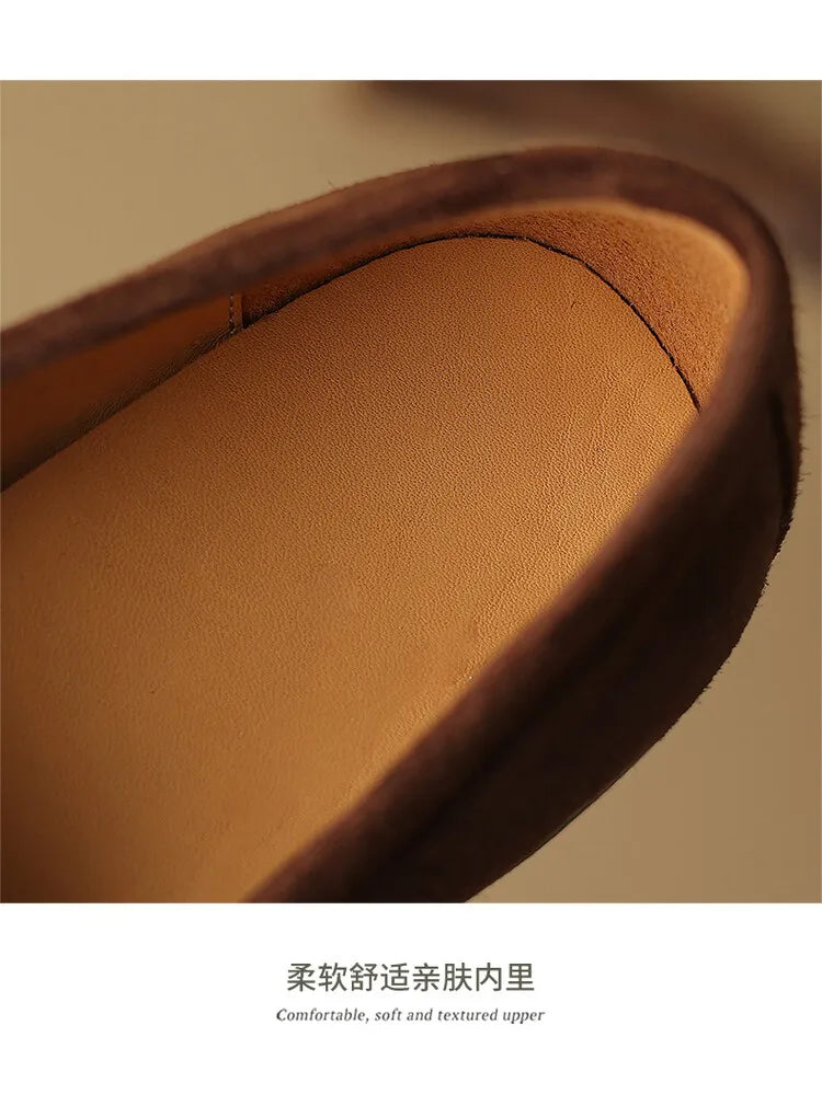 Shoes for Women 2026 Summer Brown Casual Flats Ladies Shoe Fashion Suede Loafers Soft Sole Non-Slip Feminino Zapatos Mujer