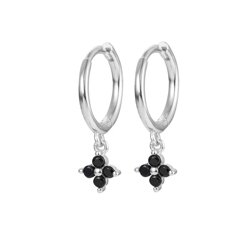 New Fashion Stainless Steel Flower Small Hoop Earrings Women Korean Crystal Zirconia Cartilage Earrings Piercing Jewelry