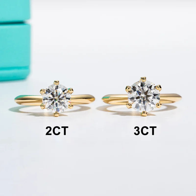 Yellow Gold Ring 3ct D Color Moissanite Engagement Rings For Women GRA Cer Customs Jewelry Wholesale