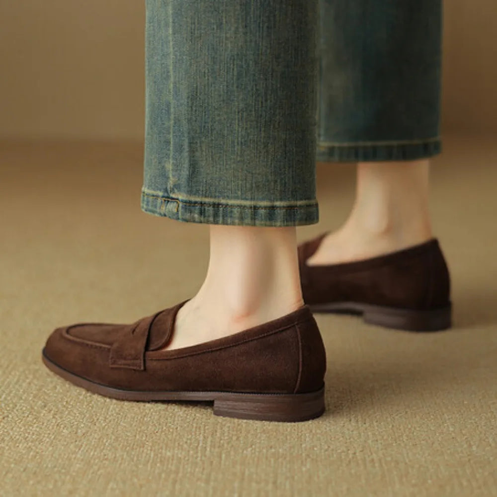 Shoes for Women 2026 Summer Brown Casual Flats Ladies Shoe Fashion Suede Loafers Soft Sole Non-Slip Feminino Zapatos Mujer
