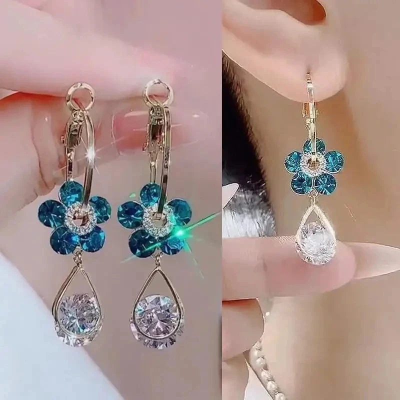 925 Silver Needle Korean Fashion Crystal Pearl Drop Earrings For Women Jewelry 2026 Trending New Luxury Zircon Women's Earrings