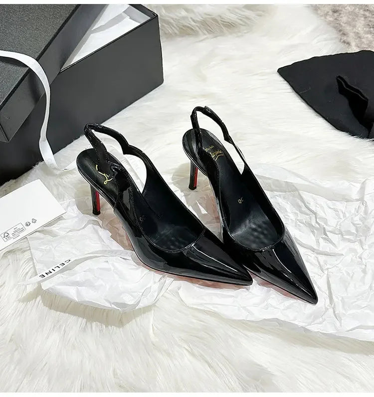 Sexy Brand Pointed Toe Thin High Heels Women Hollow Elegant Office Shoes Patent Leather Classic Designer Sandals Women Pumps