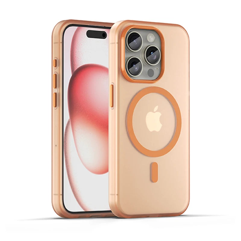 Matte touch magnetic phone case with a skin friendly feel For iPhone  15 14 12 13 Pro Max Shockproof Soft TPU Back Cover