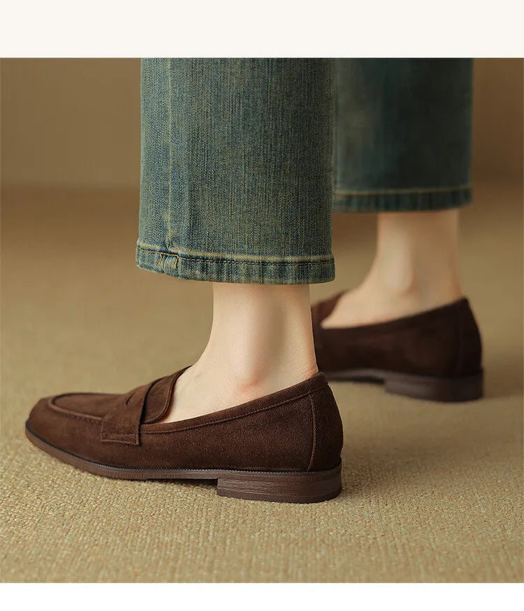 Shoes for Women 2026 Summer Brown Casual Flats Ladies Shoe Fashion Suede Loafers Soft Sole Non-Slip Feminino Zapatos Mujer