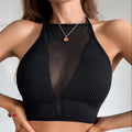Hollow Out Mesh Sexy Corset Top Women Y2k Clothes Sleeveless Black Off The Shoulder Crop Vest Summer Halter Tank Top Woman 2024