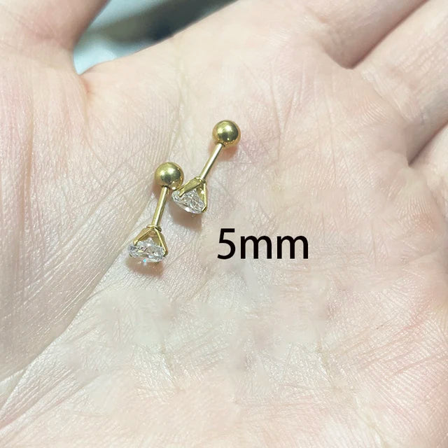 New Fashion Stainless Steel Flower Small Hoop Earrings Women Korean Crystal Zirconia Cartilage Earrings Piercing Jewelry