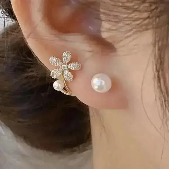 925 Silver Needle Korean Fashion Crystal Pearl Drop Earrings For Women Jewelry 2026 Trending New Luxury Zircon Women's Earrings