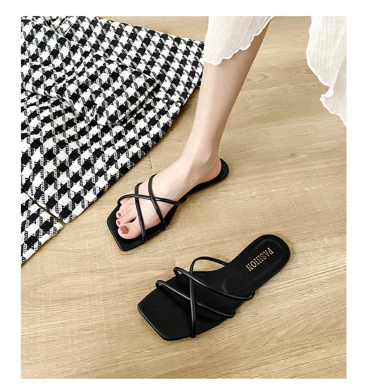 Double Toe Flip-flops Women 2026 Summer New Designer Slipper Shoes Female Casual Flat Fashion Causal Big Size Slippers Ladies
