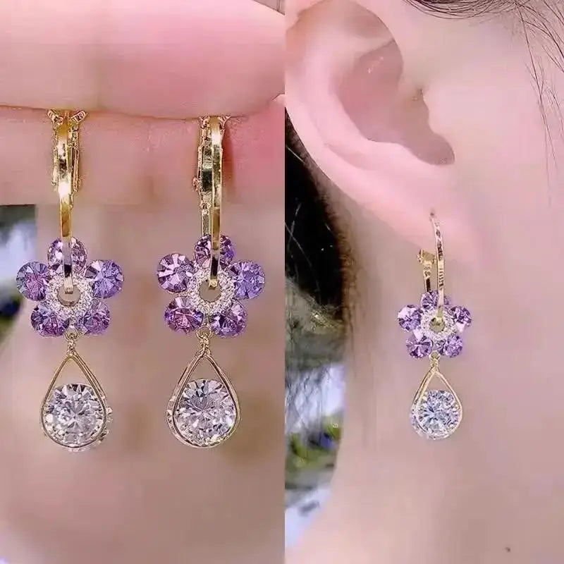 925 Silver Needle Korean Fashion Crystal Pearl Drop Earrings For Women Jewelry 2026 Trending New Luxury Zircon Women's Earrings