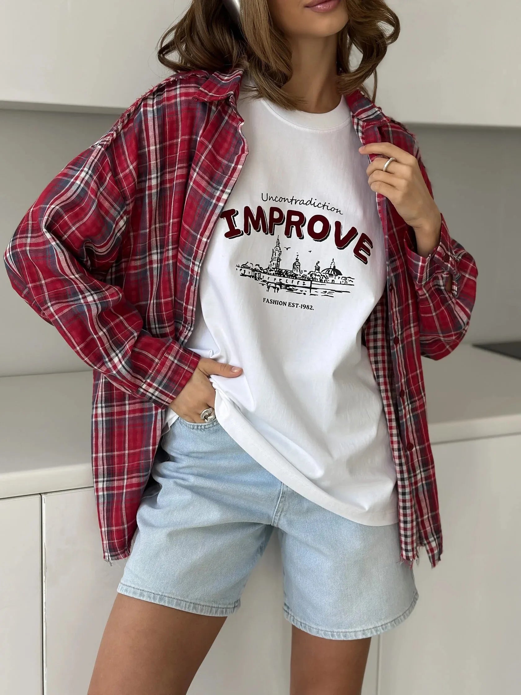 Sumuyoo 100% Cotton Women's Casual Printed T-shirt Fashionable Short-sleeve Printing T Shirts Hip Hop Loose Top