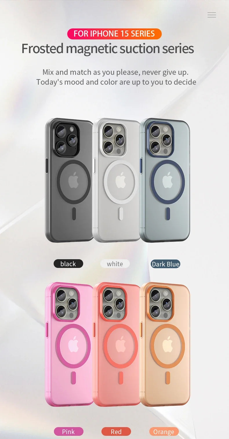 Matte touch magnetic phone case with a skin friendly feel For iPhone  15 14 12 13 Pro Max Shockproof Soft TPU Back Cover