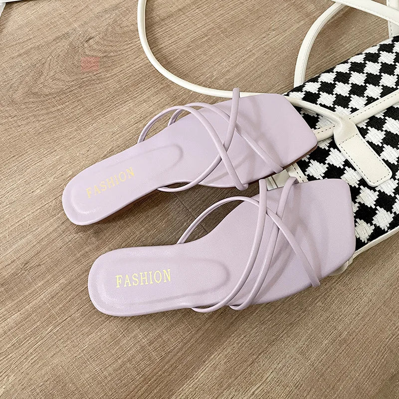Double Toe Flip-flops Women 2026 Summer New Designer Slipper Shoes Female Casual Flat Fashion Causal Big Size Slippers Ladies