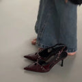 Luxury Summer Pointed Toe Women Sandals Concise Slingback Party Dress Mules Shoes Sexy High Heels Banquet Striptease Sandals