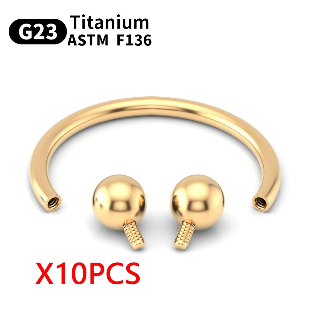 Wholesale 10PCS Eyebrow Piercing Jewelry Labret Lip Stud G23 Titanium Septum Piercing Nose Ring C rod Body Jewelry For Women