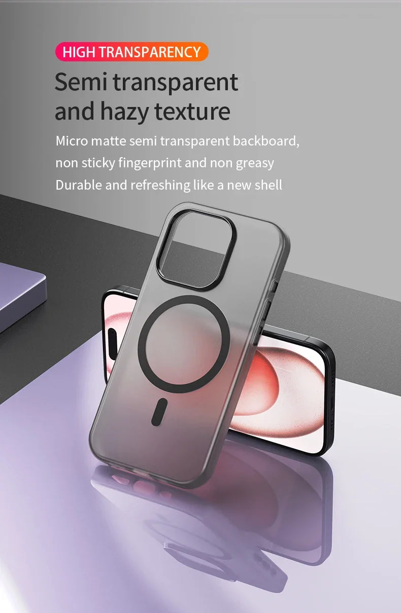 Matte touch magnetic phone case with a skin friendly feel For iPhone  15 14 12 13 Pro Max Shockproof Soft TPU Back Cover