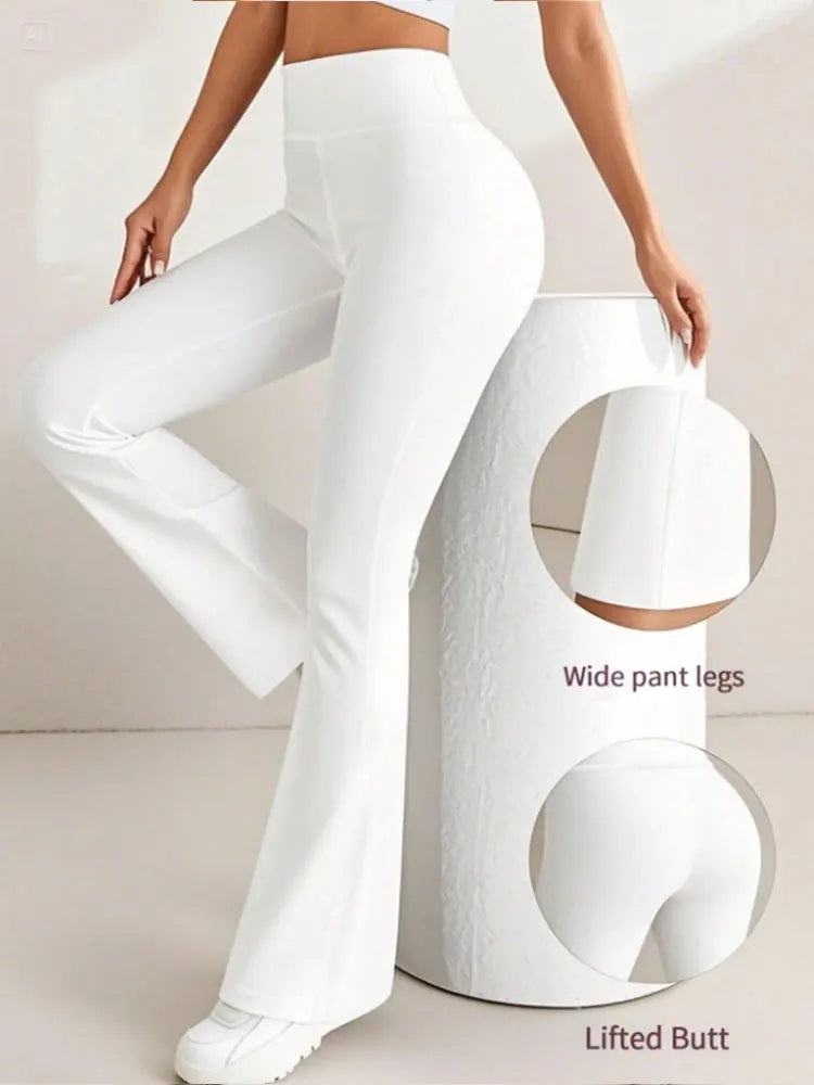 Fashion Flare Pants High Waist Yoga Wide Leg Bootcut Leggings Red White Black Sports Trousers Outdoor Fitness Casual For Slim