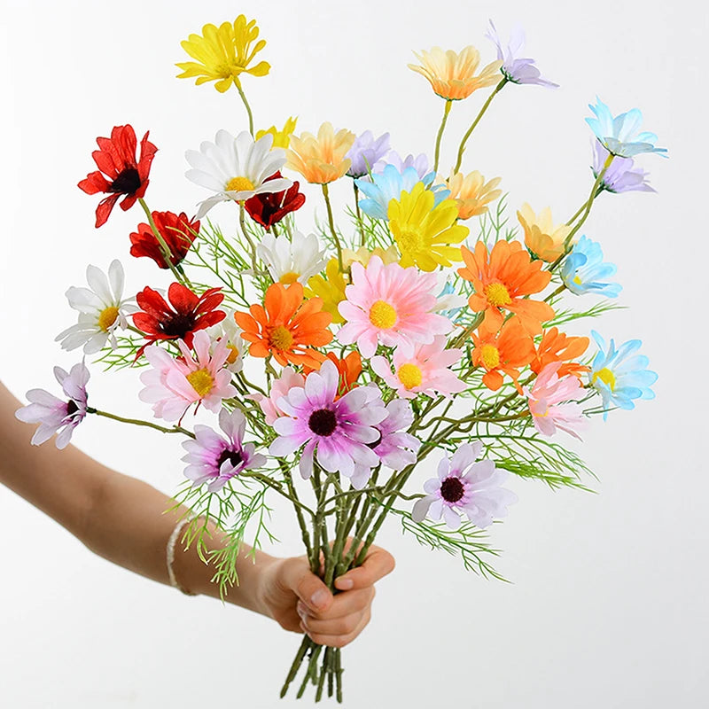5 Heads Chamomiles Silk Artificial Flower Cosmos Home Photography Decoration Room Wedding Table Party Decorations Diy Bouquet
