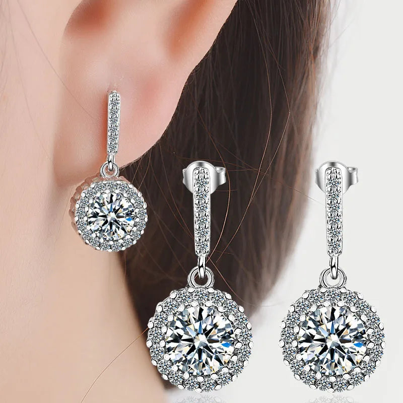 925 Sterling Silver Earrings Classics for Women Wedding Jewelry Engagement Accessories Shining Zircon Earring Fashion Gift Party