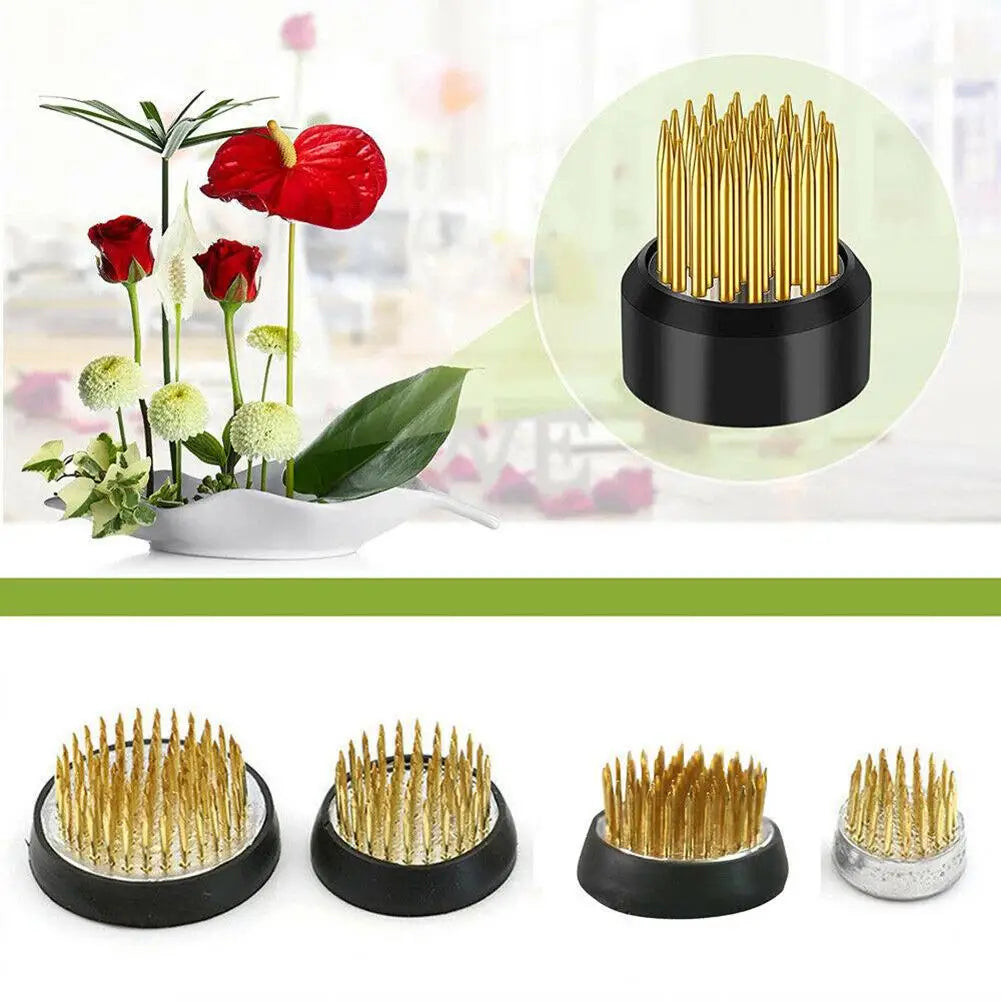 Round For Flower Base Holder Spiky Frog Fixed Tool Floral Arrange Small Gold Pin Flower Frog Arranging Holder