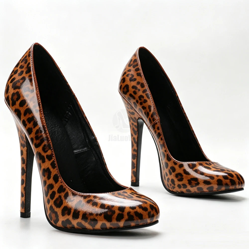 5.5 Inch Stiletto High Heel Unisex Sleek Night Club Round Toe Pump Plus Size Shoes Party Shoes Size36-46