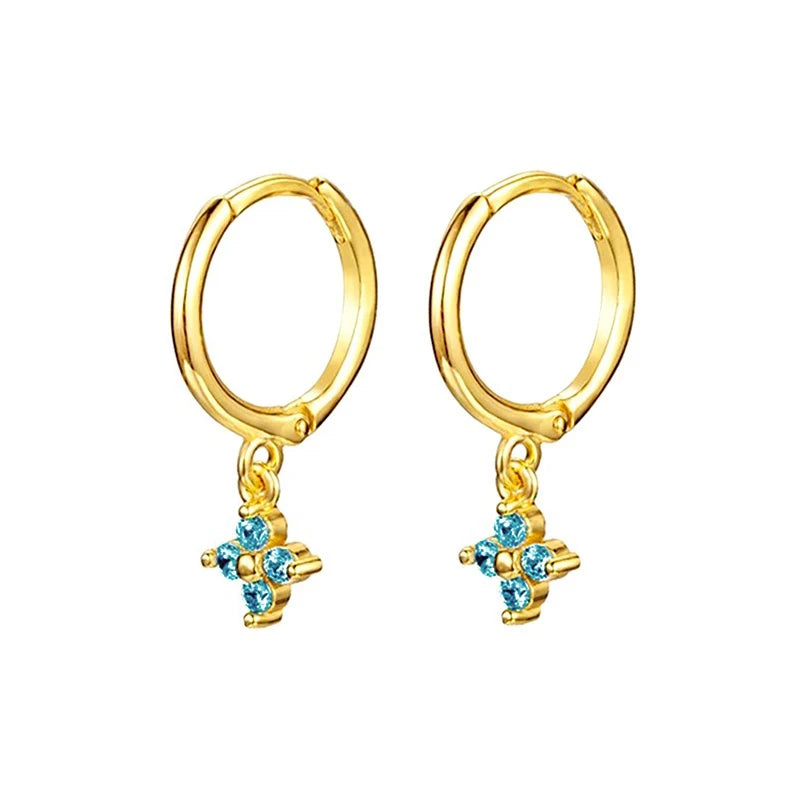 New Fashion Stainless Steel Flower Small Hoop Earrings Women Korean Crystal Zirconia Cartilage Earrings Piercing Jewelry