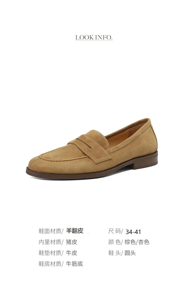 Shoes for Women 2026 Summer Brown Casual Flats Ladies Shoe Fashion Suede Loafers Soft Sole Non-Slip Feminino Zapatos Mujer