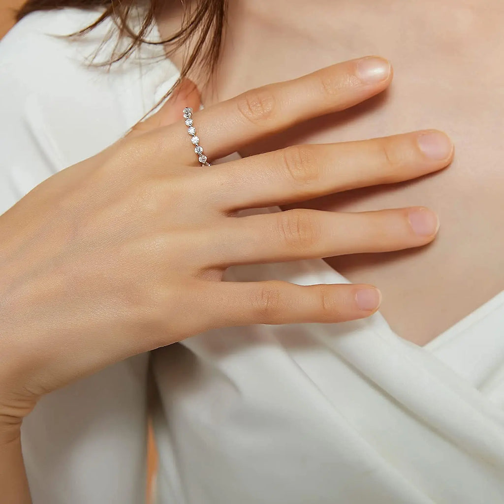 Trumium 100% 925 Sterling Silve Ring Simple Zircon Stackable Round CZ Finger Rings For Women Party Wedding  Fine Jewelry