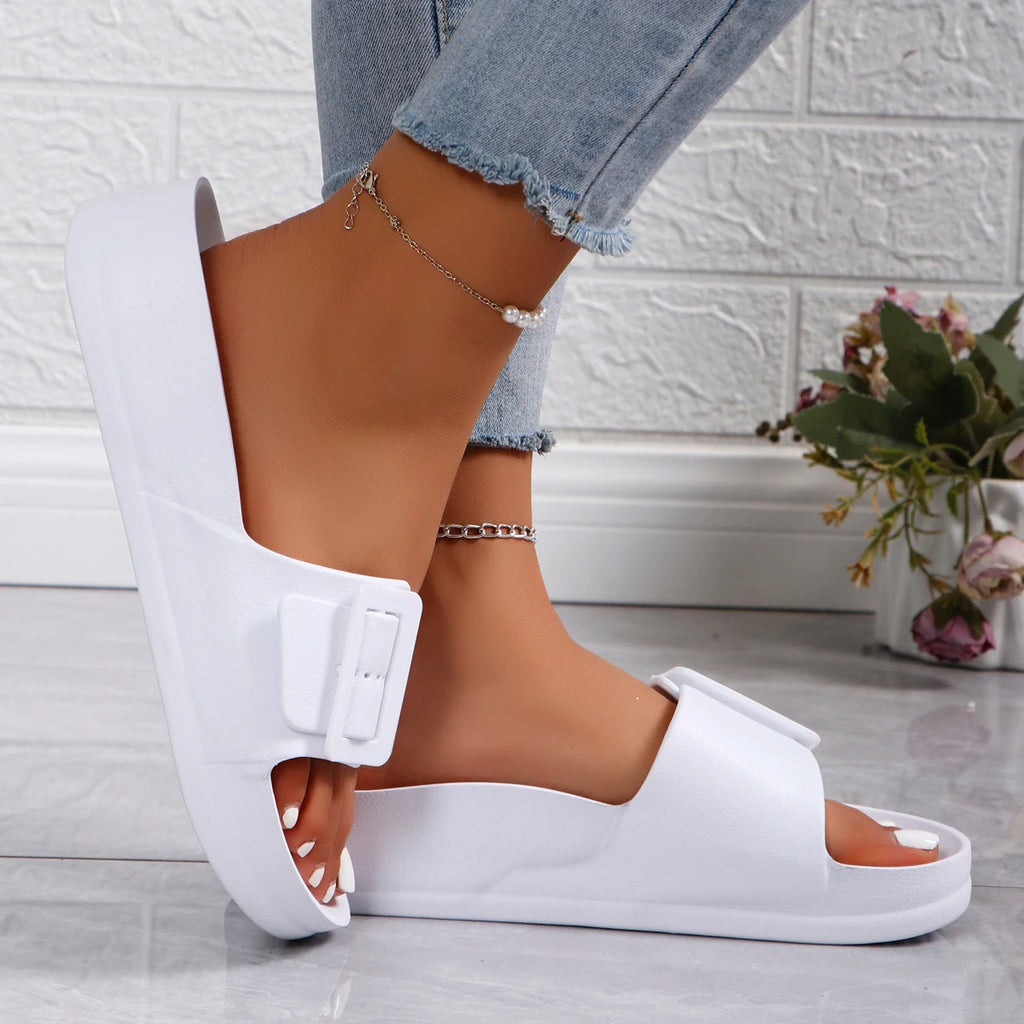 Summer Women Slippers Lightweight Buckle Thick Sole Slip-On Platform Sandals ladys Soft EVA Outdoor Beach Shoes