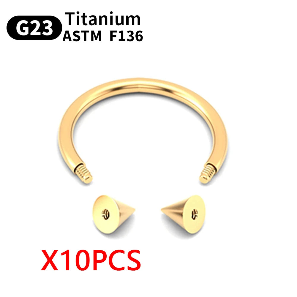 Wholesale 10PCS Eyebrow Piercing Jewelry Labret Lip Stud G23 Titanium Septum Piercing Nose Ring C rod Body Jewelry For Women