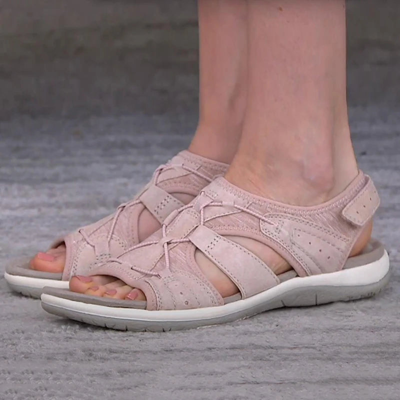 Summer Women Sandals Solid Color Hollow Out Casual Lady Sandalias Drawstring Adjustable Fashion Outdoor Beach Shoes Streetwear