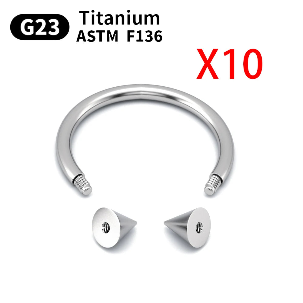 Wholesale 10PCS Eyebrow Piercing Jewelry Labret Lip Stud G23 Titanium Septum Piercing Nose Ring C rod Body Jewelry For Women