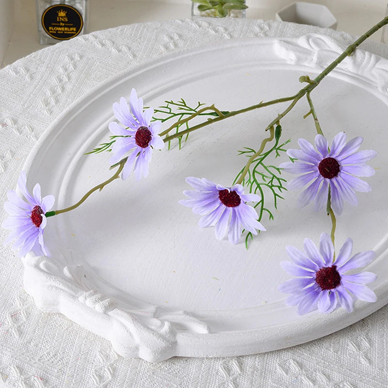 5 Heads Chamomiles Silk Artificial Flower Cosmos Home Photography Decoration Room Wedding Table Party Decorations Diy Bouquet