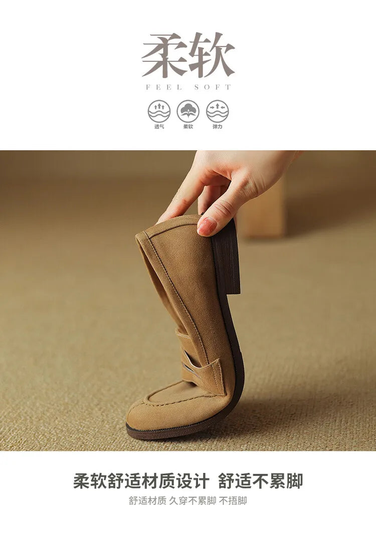 Shoes for Women 2026 Summer Brown Casual Flats Ladies Shoe Fashion Suede Loafers Soft Sole Non-Slip Feminino Zapatos Mujer