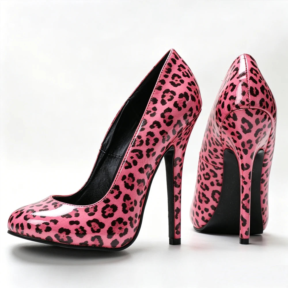5.5 Inch Stiletto High Heel Unisex Sleek Night Club Round Toe Pump Plus Size Shoes Party Shoes Size36-46