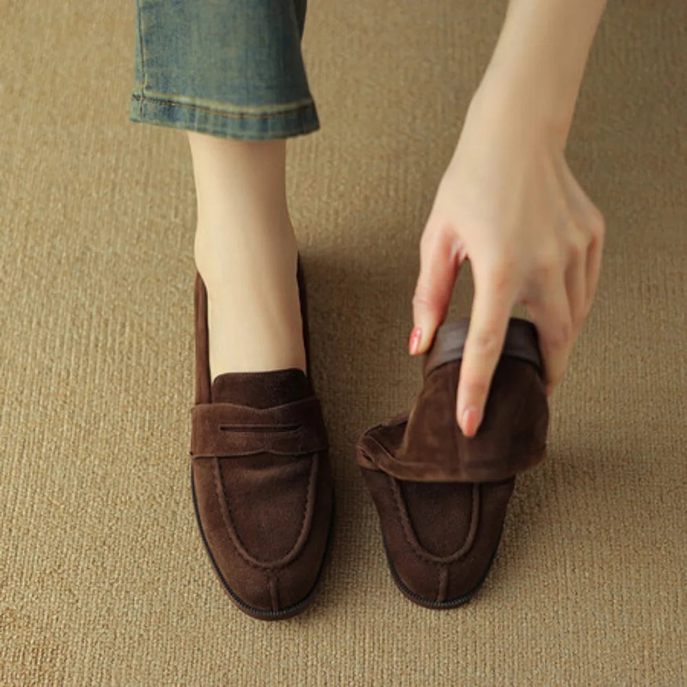 Shoes for Women 2026 Summer Brown Casual Flats Ladies Shoe Fashion Suede Loafers Soft Sole Non-Slip Feminino Zapatos Mujer