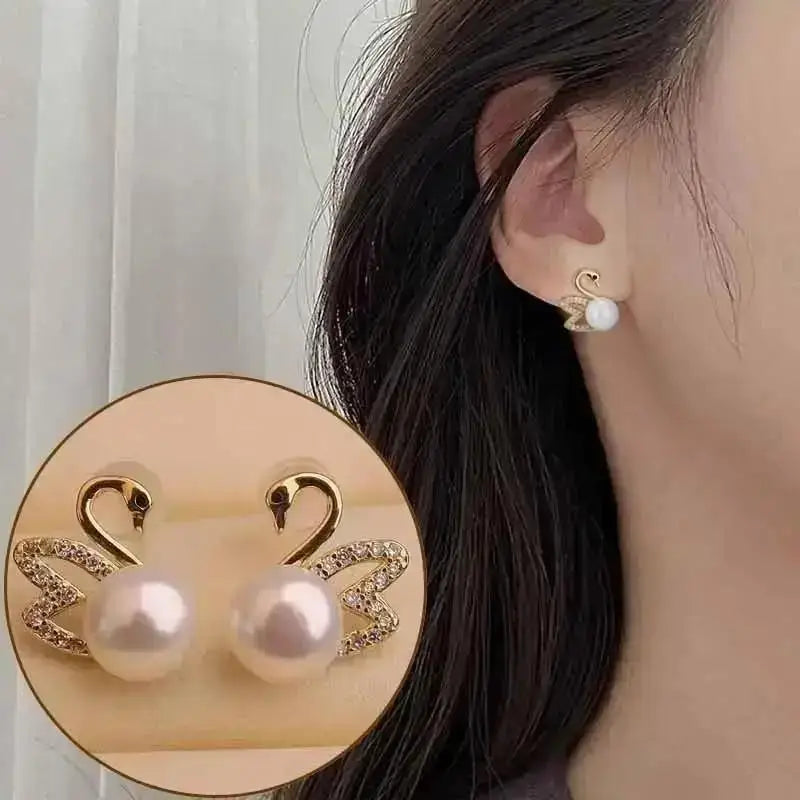 925 Silver Needle Korean Fashion Crystal Pearl Drop Earrings For Women Jewelry 2026 Trending New Luxury Zircon Women's Earrings