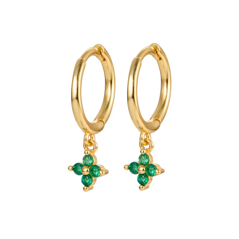 New Fashion Stainless Steel Flower Small Hoop Earrings Women Korean Crystal Zirconia Cartilage Earrings Piercing Jewelry