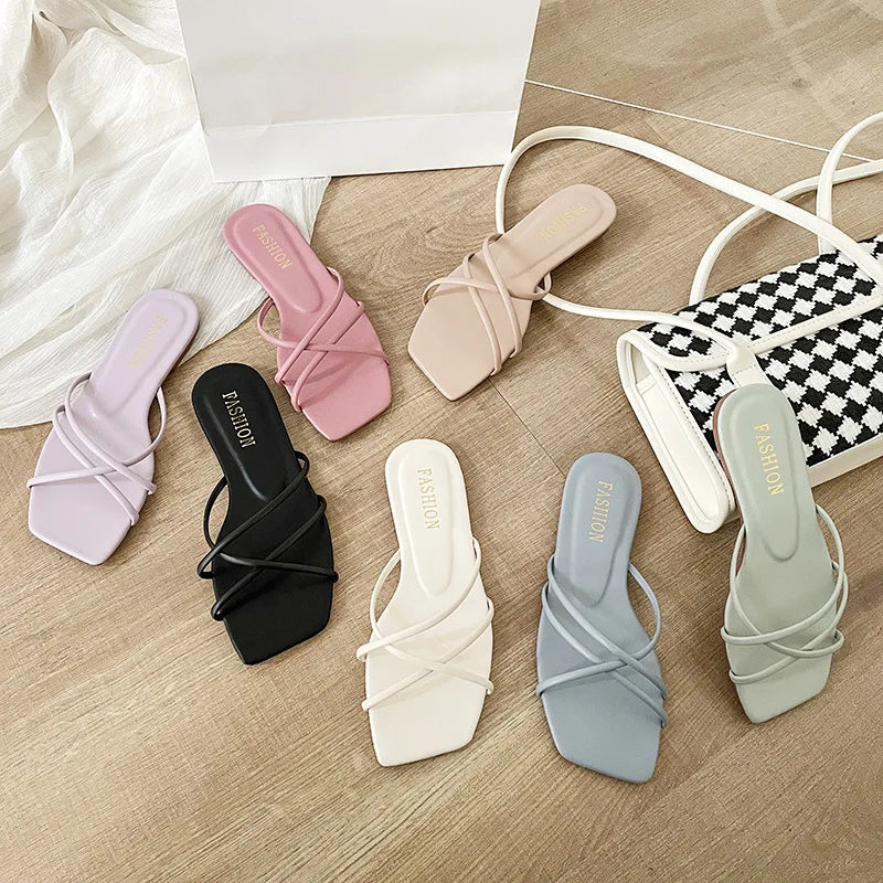 Double Toe Flip-flops Women 2026 Summer New Designer Slipper Shoes Female Casual Flat Fashion Causal Big Size Slippers Ladies