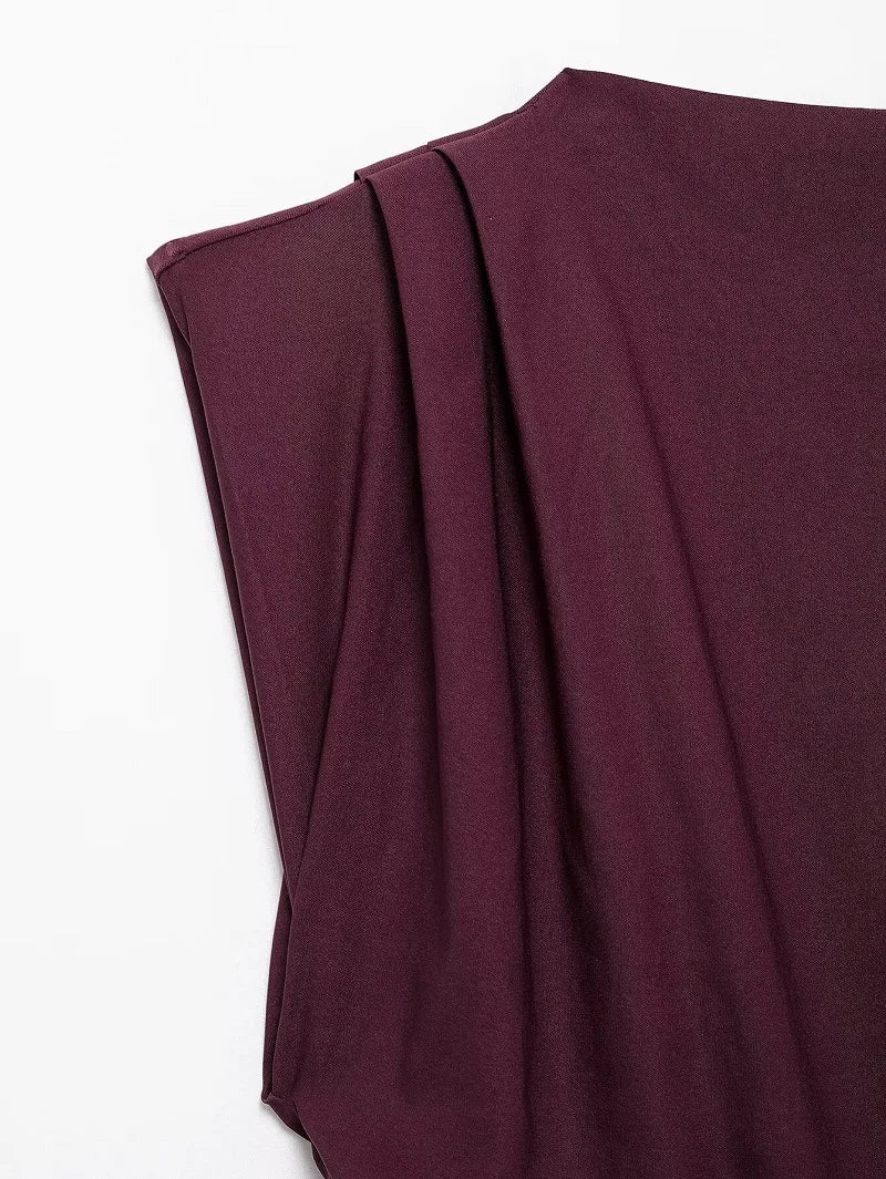 MUJER Asymmetric Tank Top Female Ruched Sleeveless Tops for Women High Neck Strapless Top Women Fashion Aesthetic Tops Woman